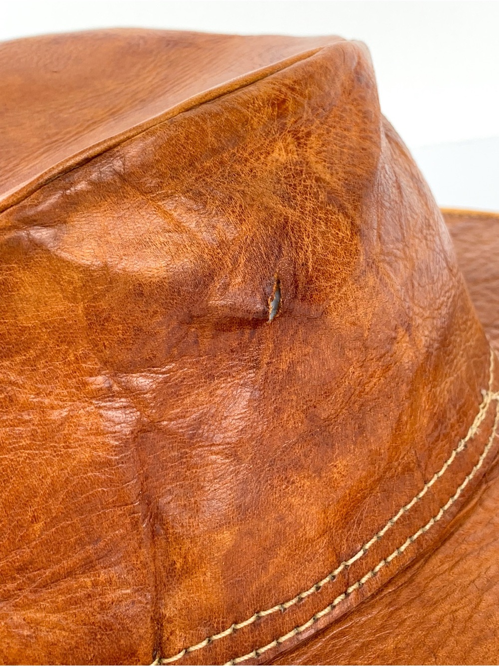 Vintage leather western hat distressed genuine leather cowboy hat handmade boho - Picture 4 of 11